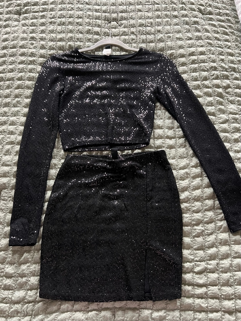Windsor Black Sequin Mini Skirt Set